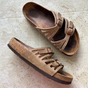 Birkenstock Granada Leather Buckle Strap Sandal Brown Women's SZ 37